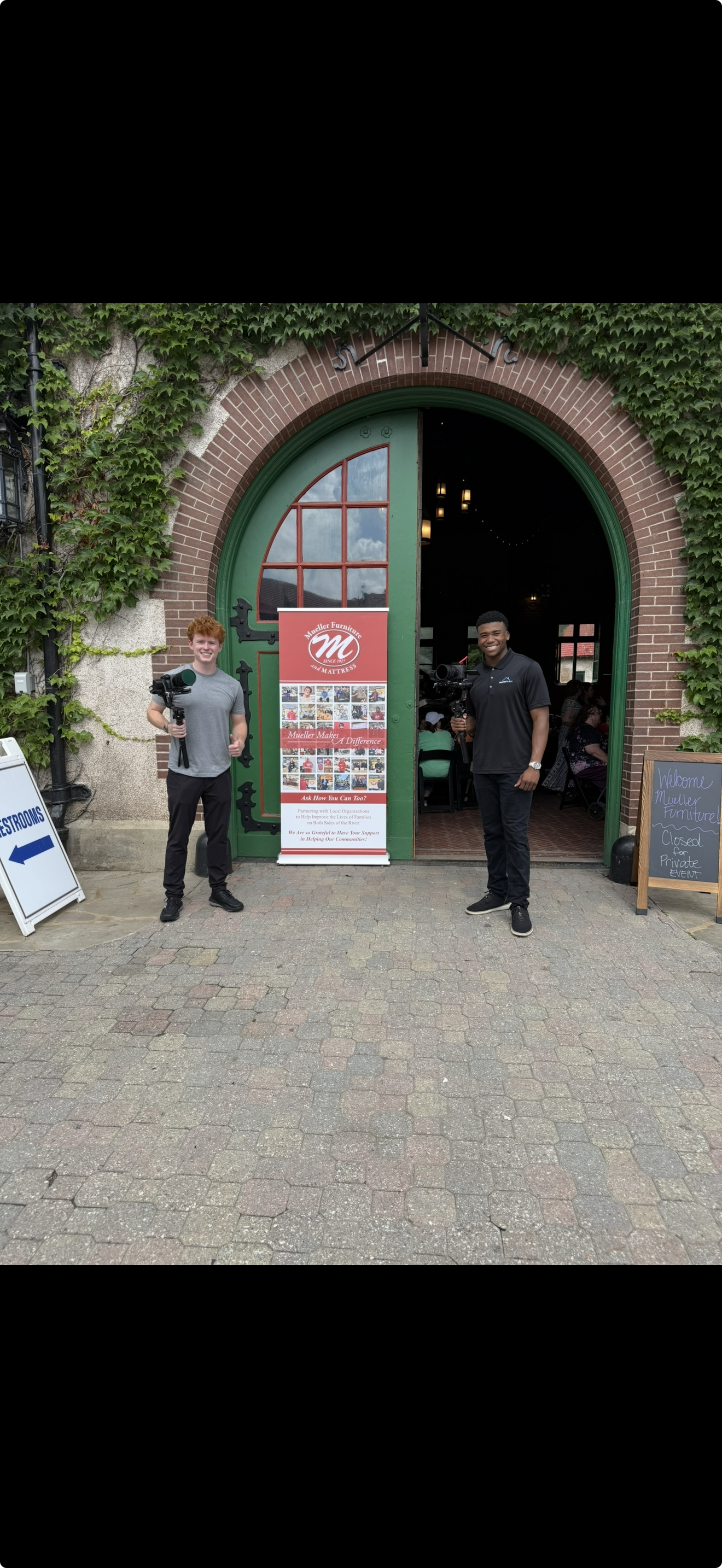 PropertyFlix team on location at a Mueller Furniture event